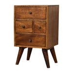 Solid Wood 4 Drawer Multi Chestnut Bedside
