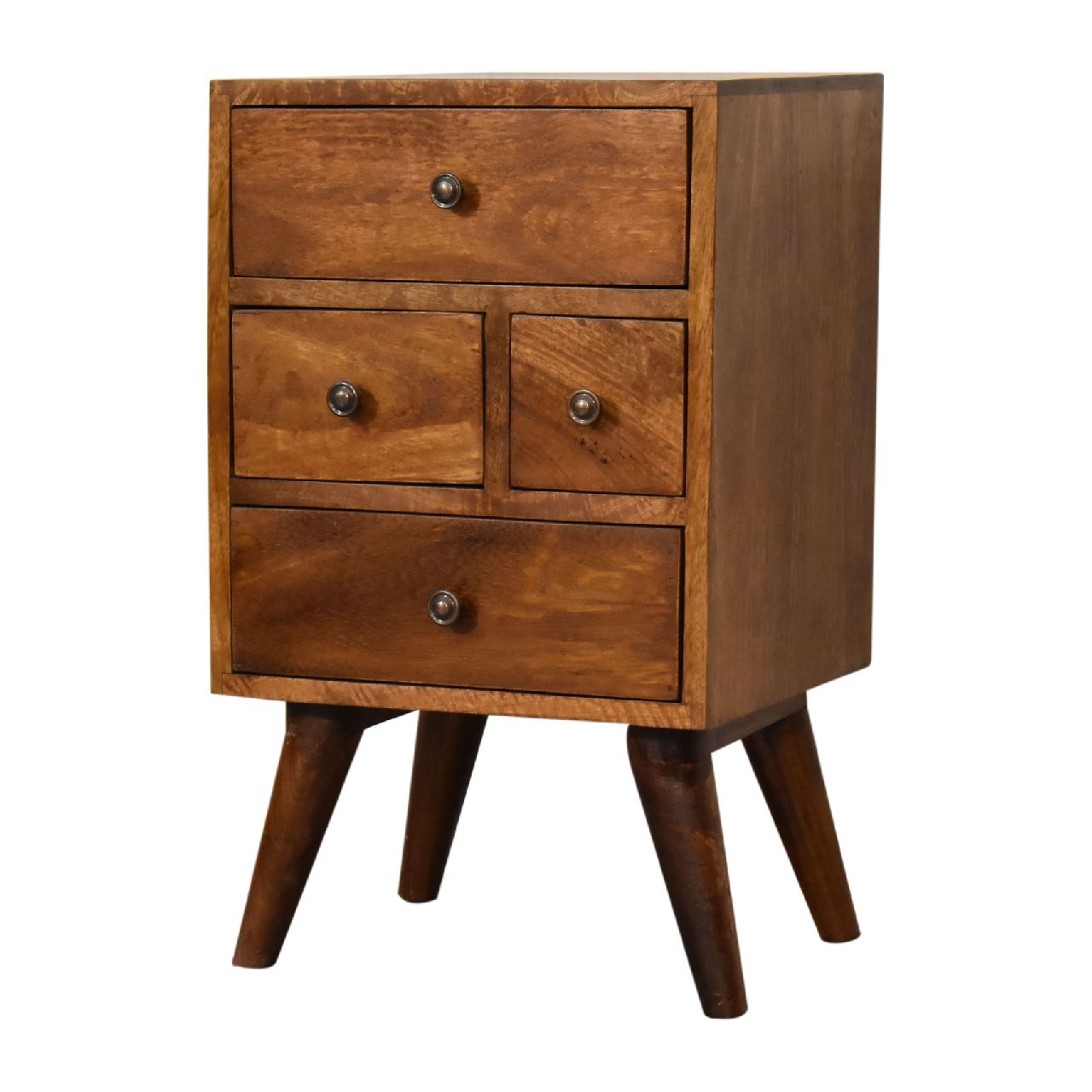 Solid Wood 4 Drawer Multi Chestnut Bedside