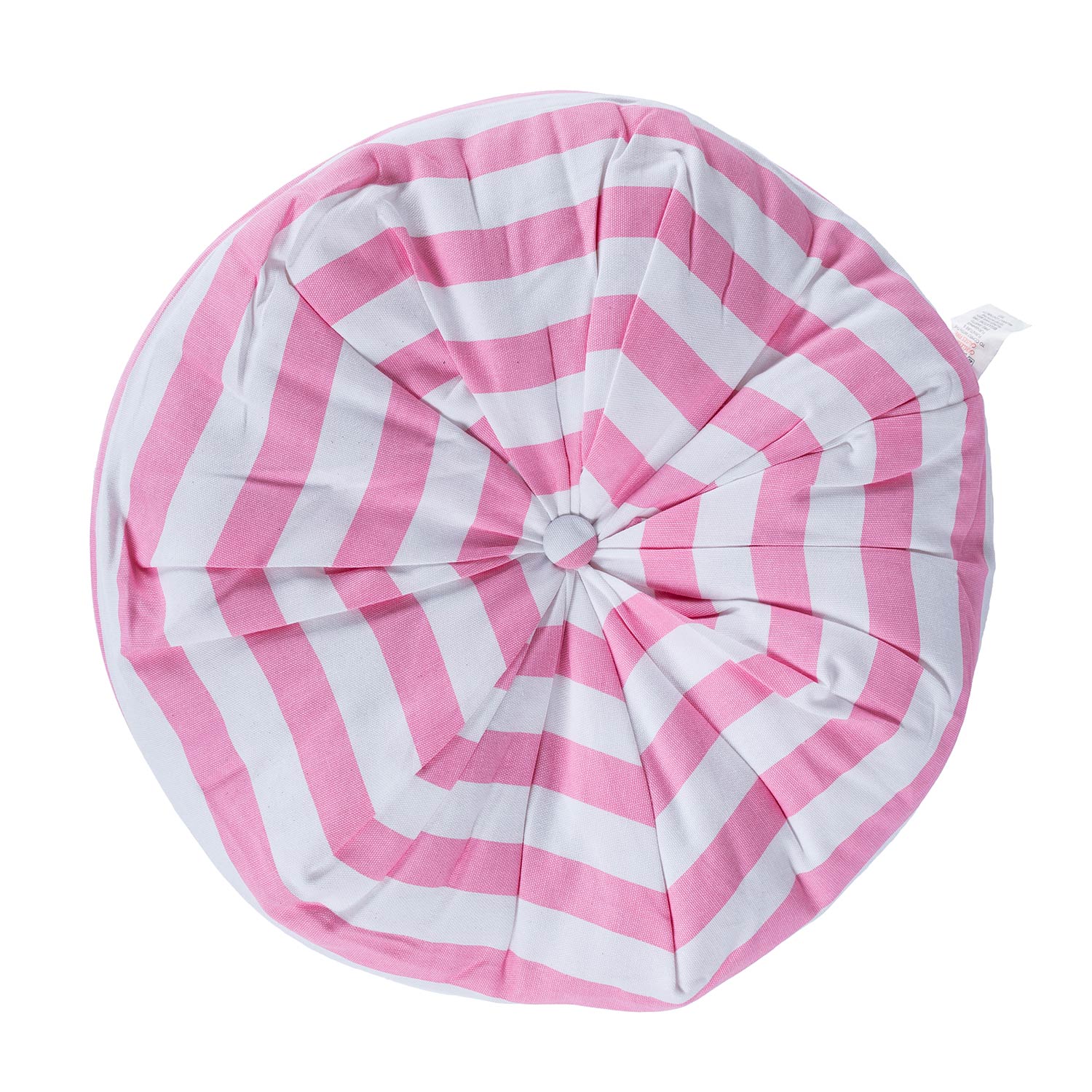 Striped Pleated Round Floor Cushion | 40cm x 40cm | Pink