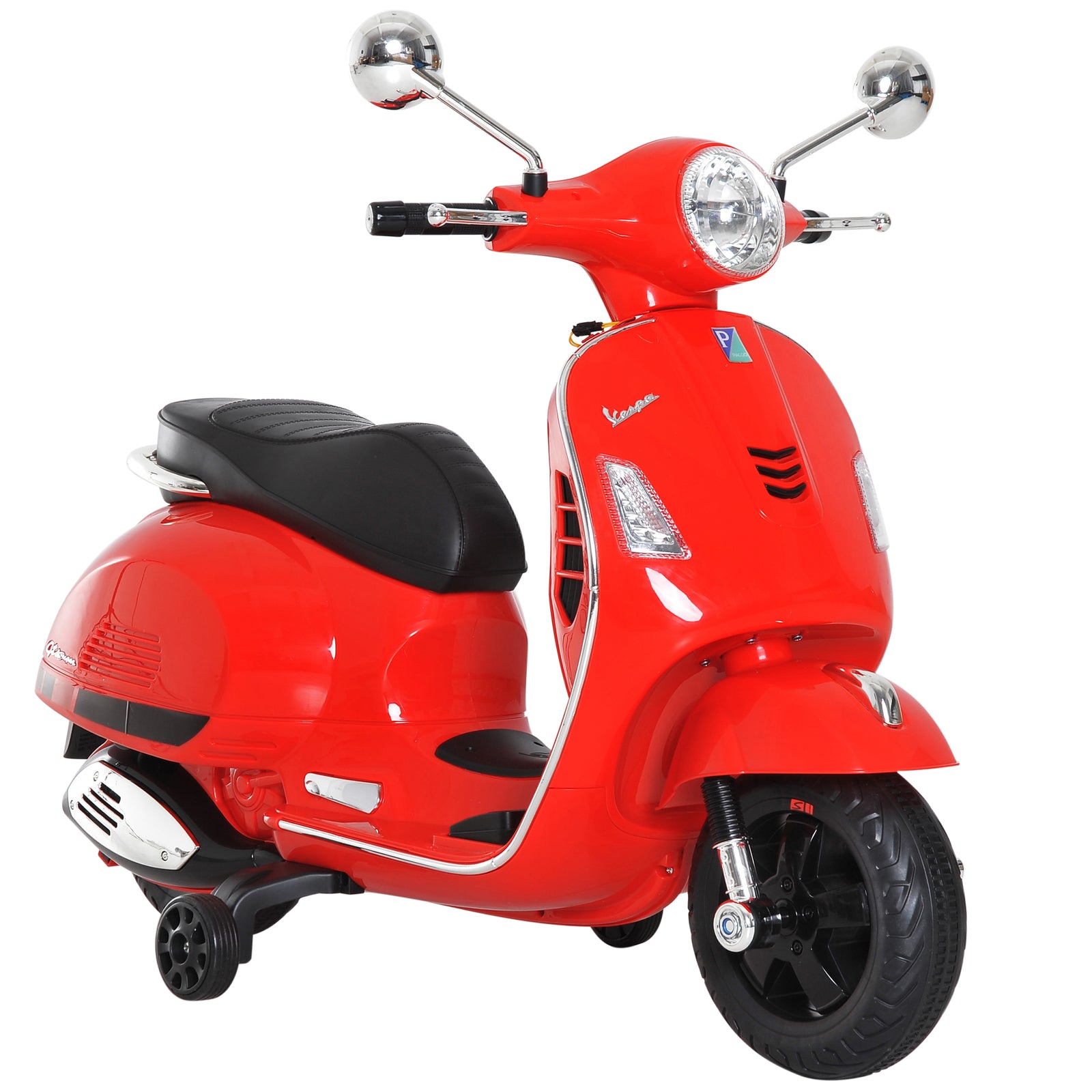 Kids Ride On Licensed Vespa Motorcycle 6v Boys Girls Mp3 Music Led Lights | Red