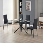 Miami Dining Table With 4 Emily Leather Chairs | Black