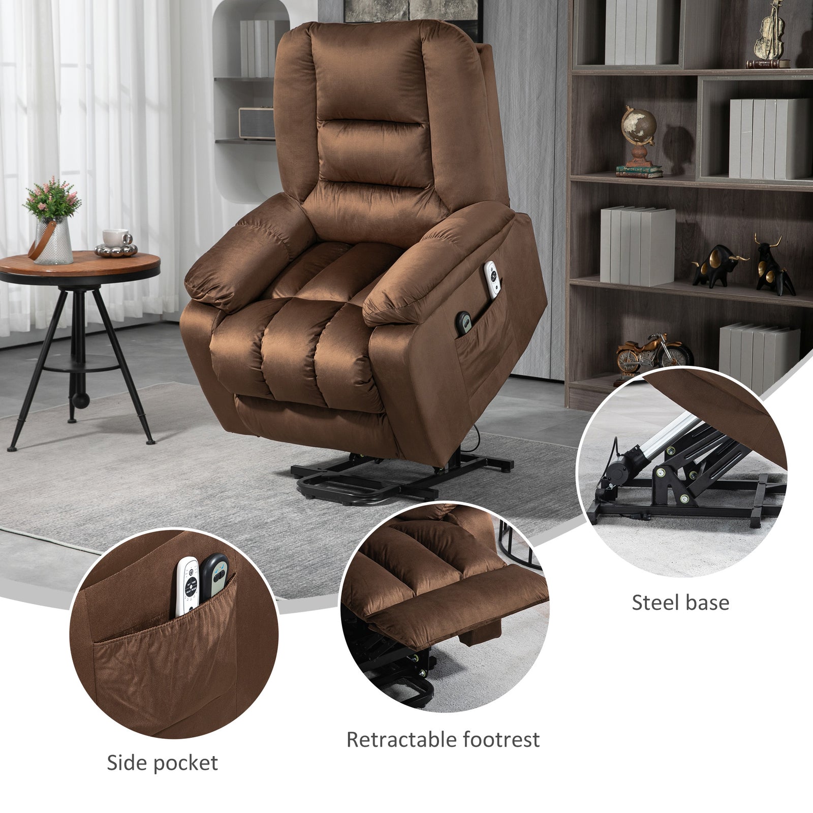 Lift Chair W/ Vibration Massage Heat Assembly | Brown