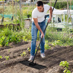 Garden Lawn Levelling Rake With Foldable Head & Detachable Handle | Small | Black