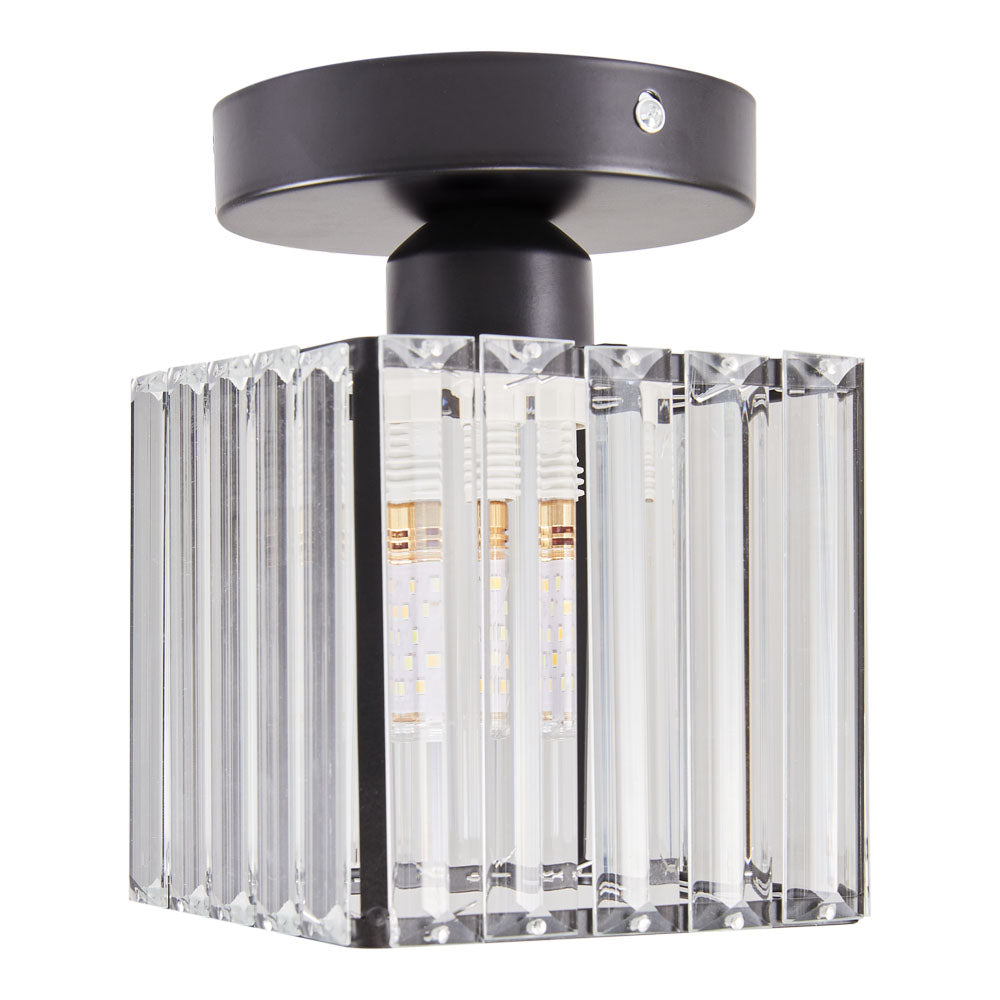 Modern Crystal Ceiling Light D15×h17cm Fixture With Iron And Glass Crystal Lampshade