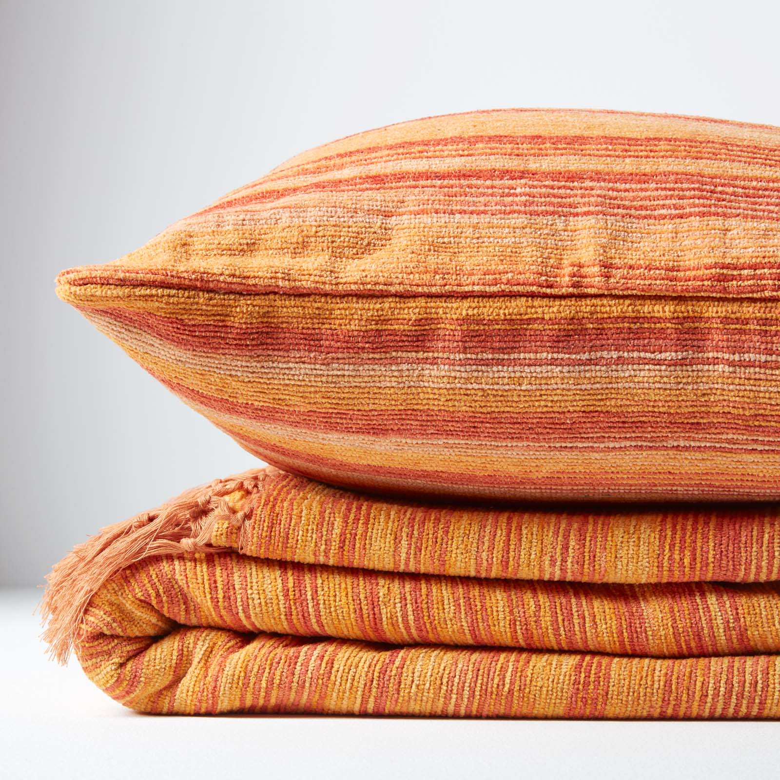 Bed Sofa Throw Cotton Chenille Tie Dye | 150cm x 200cm | Orange