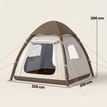 3 Man Inflatable Camping Tent W/ 3000mm Waterproof Rainfly | Brown