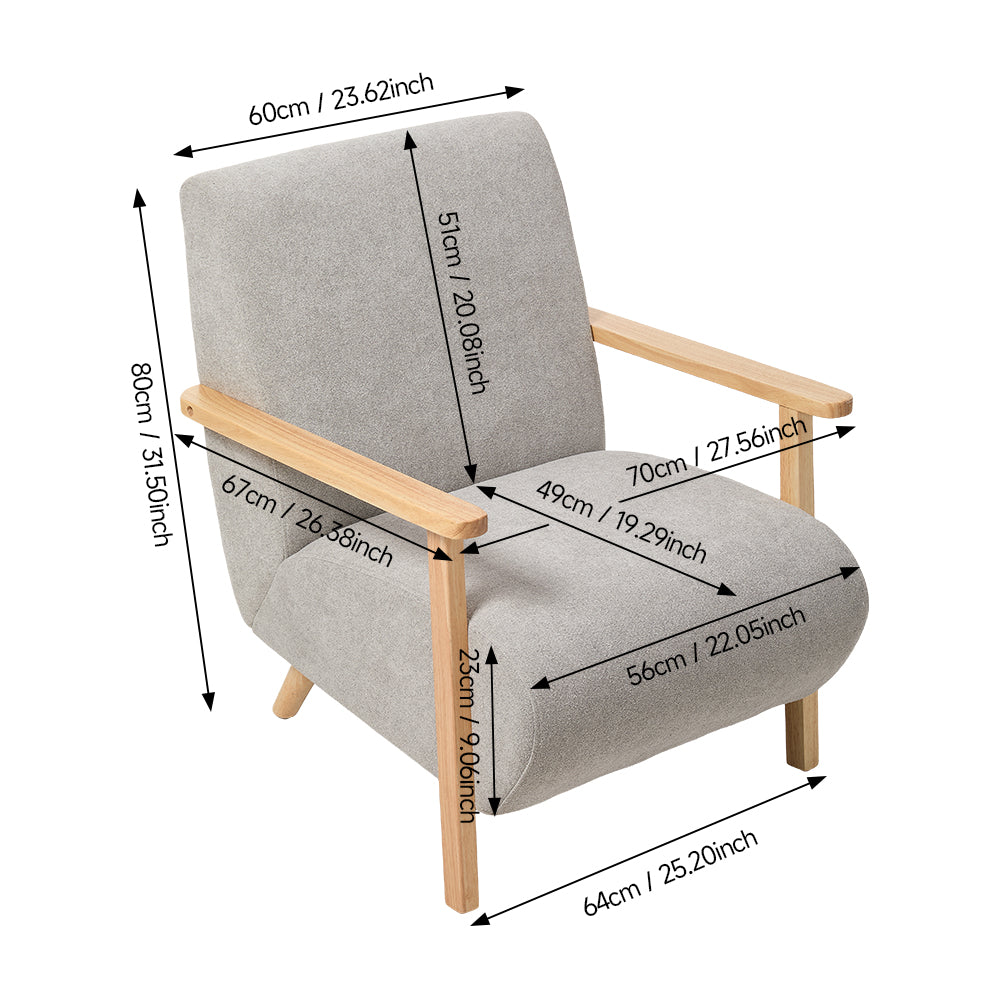 Chenille Upholstered Armchair | Grey