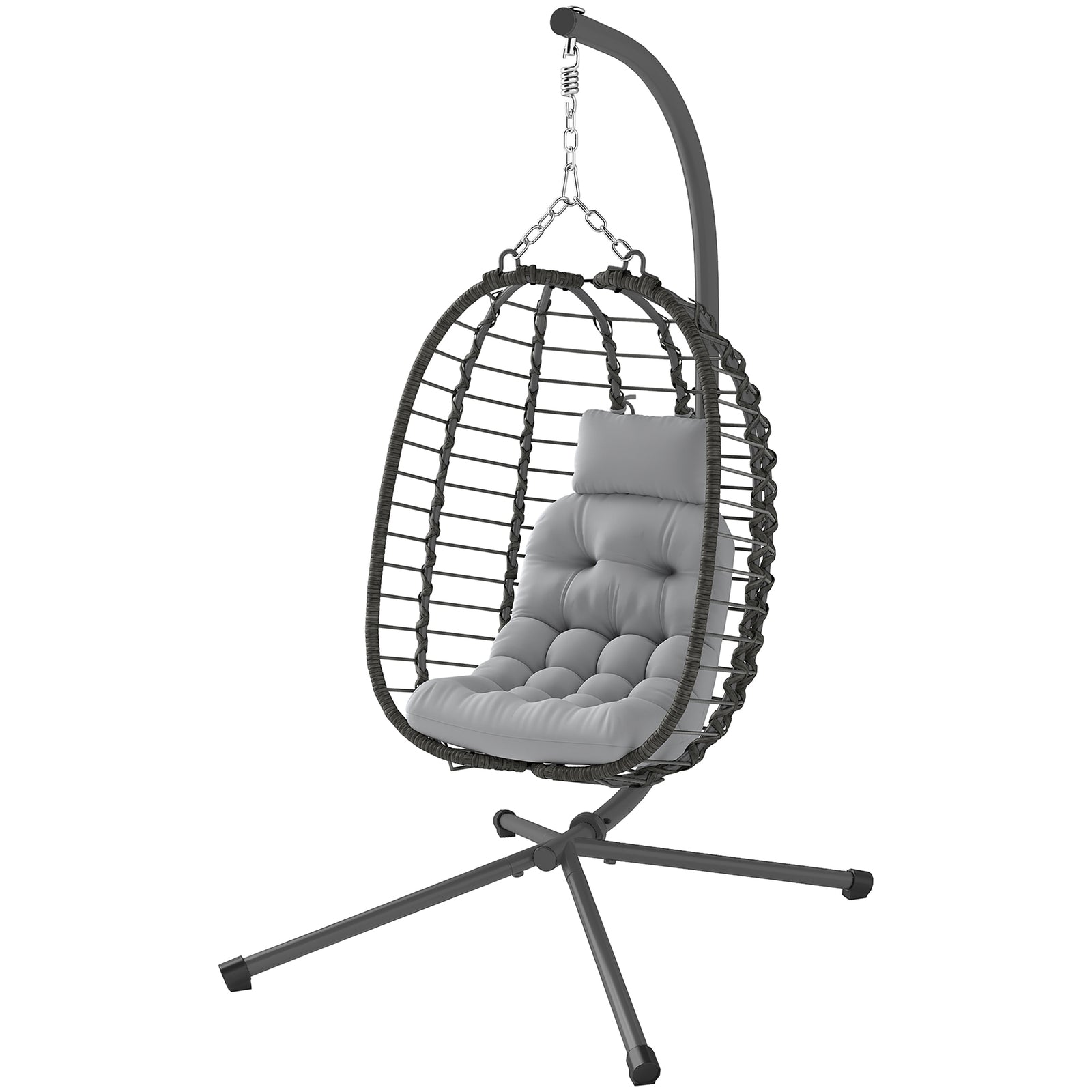 Rattan Egg Chair, Adjustable | Light Grey