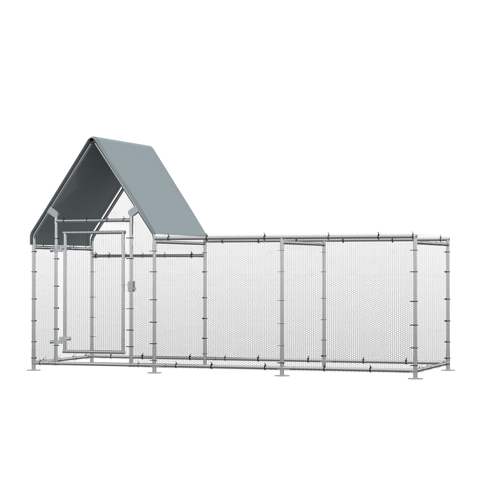 Pawhut Walk In Chicken Run Large Outdoor Chicken Cage Coop W/ Cover 3 X 1 X 1.7m