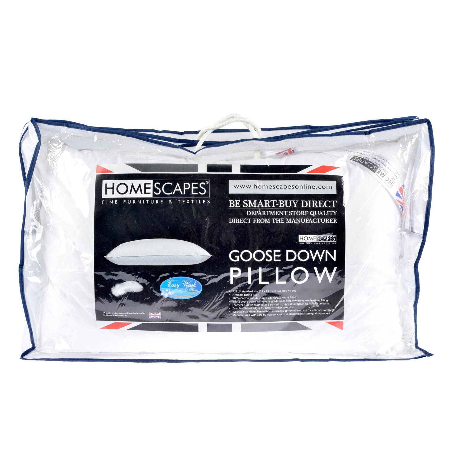Goose Down Pillow With 100% Cotton Case