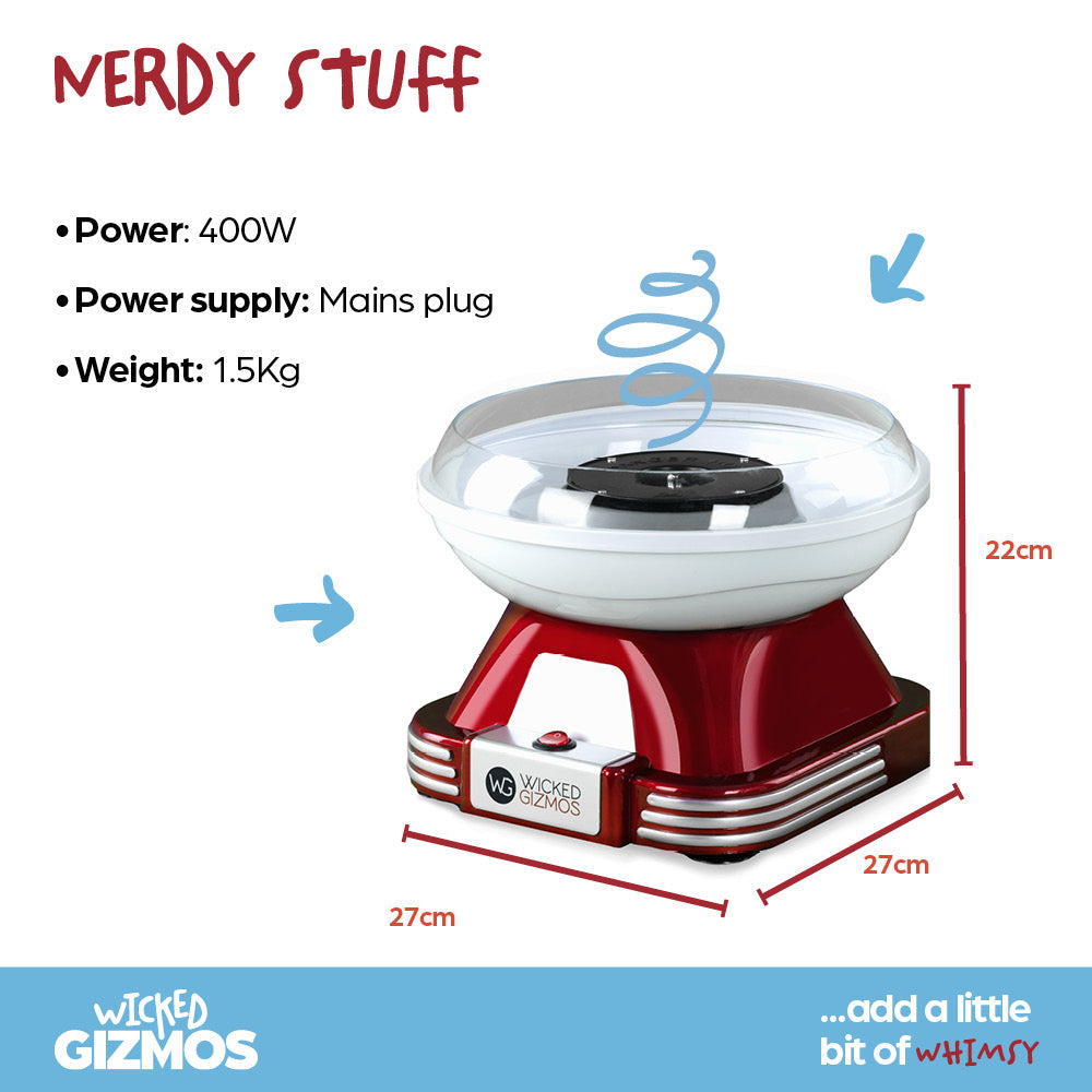 Wicked Gizmos Retro Candy Floss Maker Cotton Candy Machine With Accessories