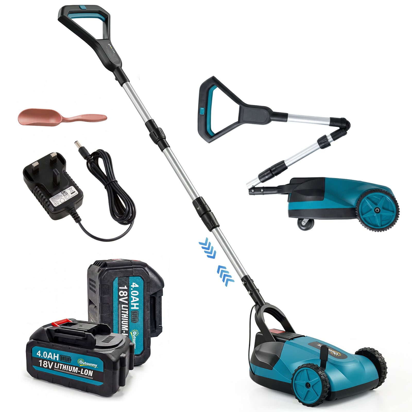 18v Cordless Lawnmower With 2 X 4ah Batteries & Charger
