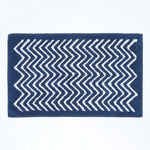 Chevron Pattern Cotton Bathmat | 50 x 80cm | Blue & White