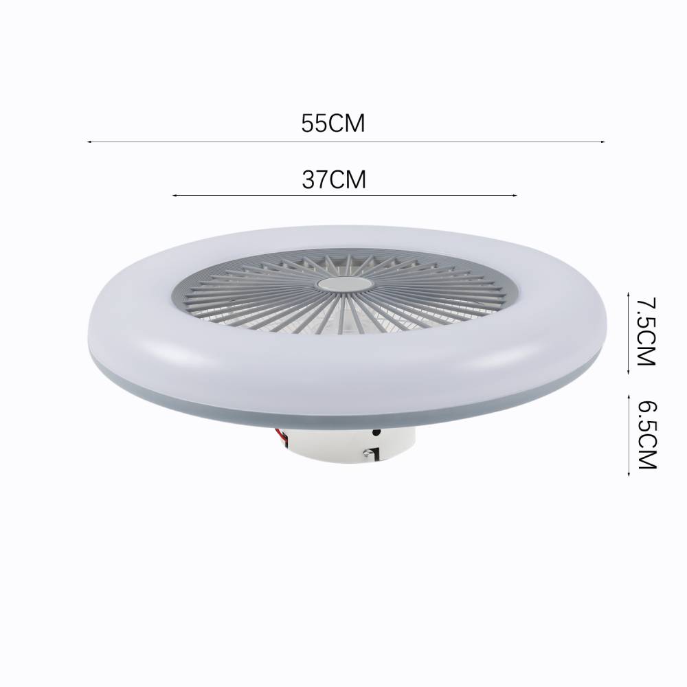 55cm Ceiling Fan With 5 Acrylic Blades & Dimmable Led Light Adjustable Speed Quiet Fan With Remote Control | Grey
