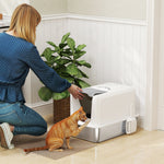 Stainless Steel Cat Litter Box With Removable Lid & Scoop, White