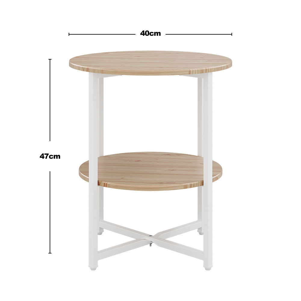 Small Round Coffee Table With 2 Tier | Natural