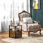 End Table Bedside Desk Slim Storage Cabinet with Shelf | Brown