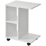 End Table Unique Storage Unit W/ 2 Shelves 4 Wheels Home | Jet Black