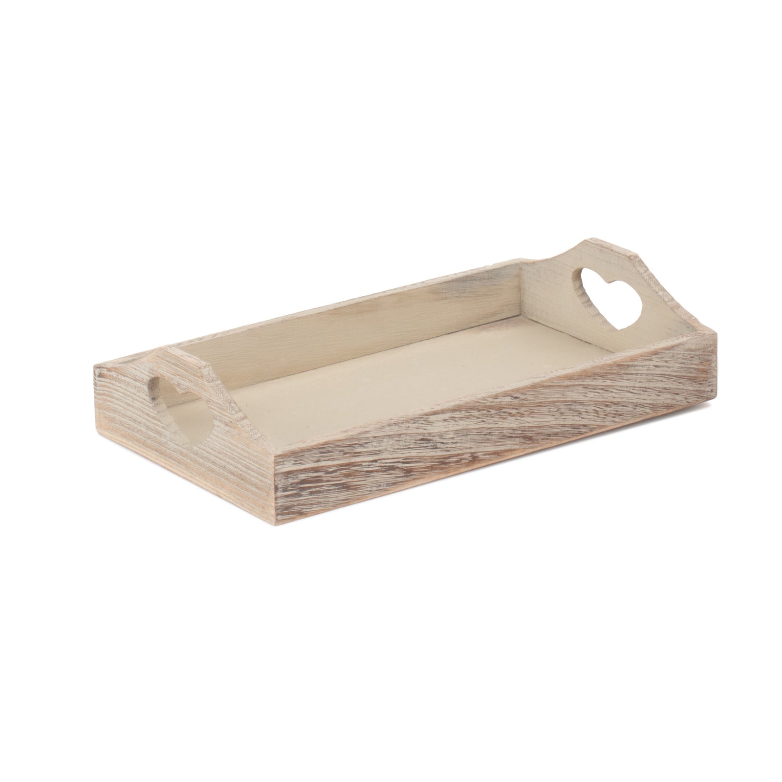 Shallow Wooden Heart Cut Out Tray | Large | Brown