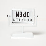 HOMESCAPES Vintage Iron Kitchen Open And Closed Sign Stand