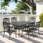 7 Pieces Cast Aluminium Garden Dining Set W/ Parasol Hole