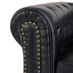 Button Tufted Faux Leather Living Room Armchair | Black