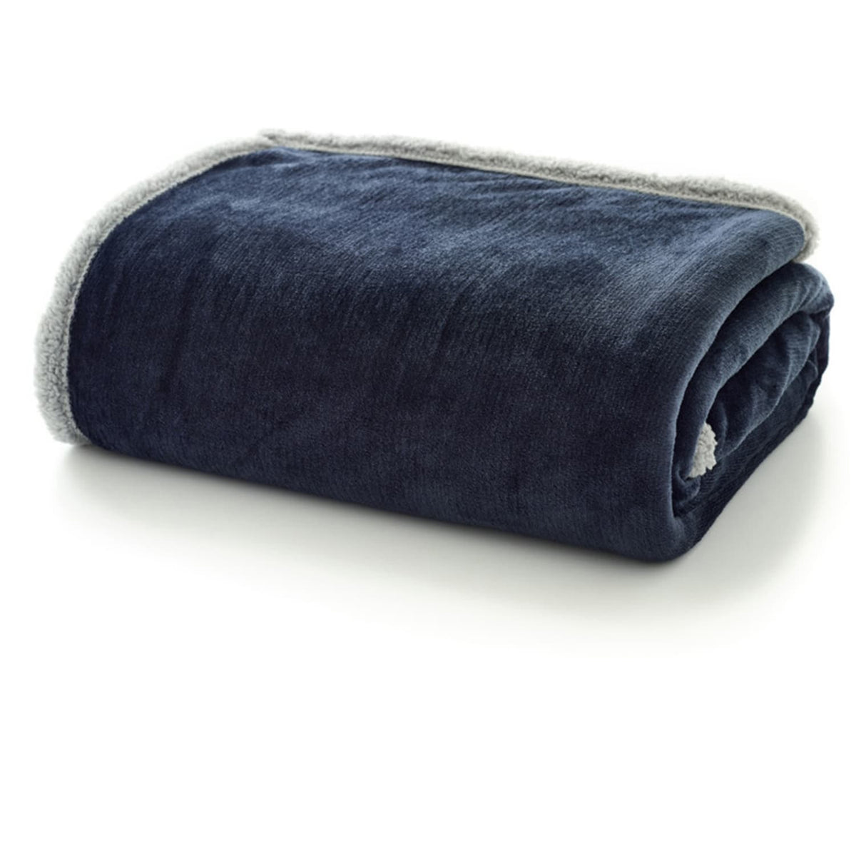 Hazelwood Sherpa Fleece Throw - 150cm x 200cm | 150cm x 200cm | Navy