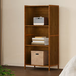3-tier Open Bookcase, Small Space Bamboo Storage Shelf, Freestanding Corner Organizer With Raised Feet