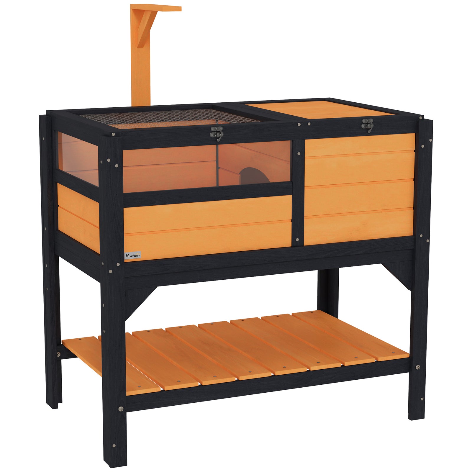 Wooden Tortoise House, Small Pet Reptile Cage W/ Run, Shelter, Shelf, Tray