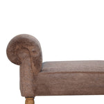 Solid Wood Mocha Faux Fur Bedroom Bench