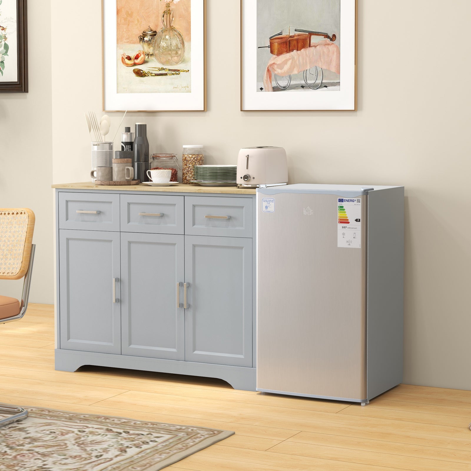 91l Freestanding Under Counter Fridge With Reversible Door | One Size