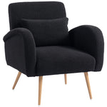 Teddy Fleece Upholstered Accent Chair With Metal Legs | Black