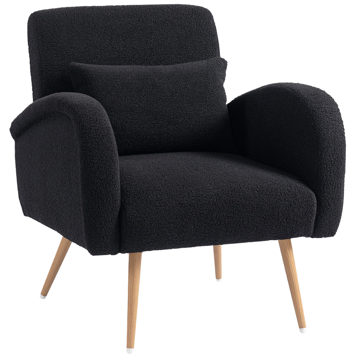 Teddy Fleece Upholstered Accent Chair With Metal Legs | Black