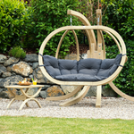 Globo Royal Double Seater Hanging Chair Set In Anthercite | Double | Blue