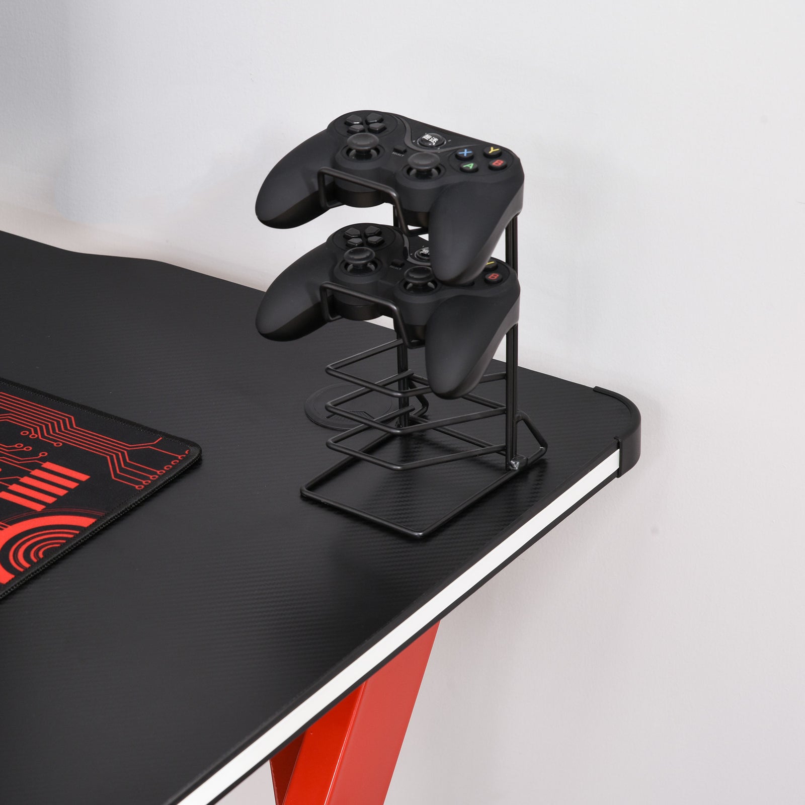 Ergonomic Gaming Desk With Hook Cup Holder Led | Red
