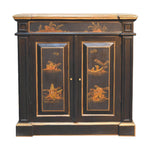 Solid Wood Oriental Hand-painted Wine Cabinet, Black, 2 Doors