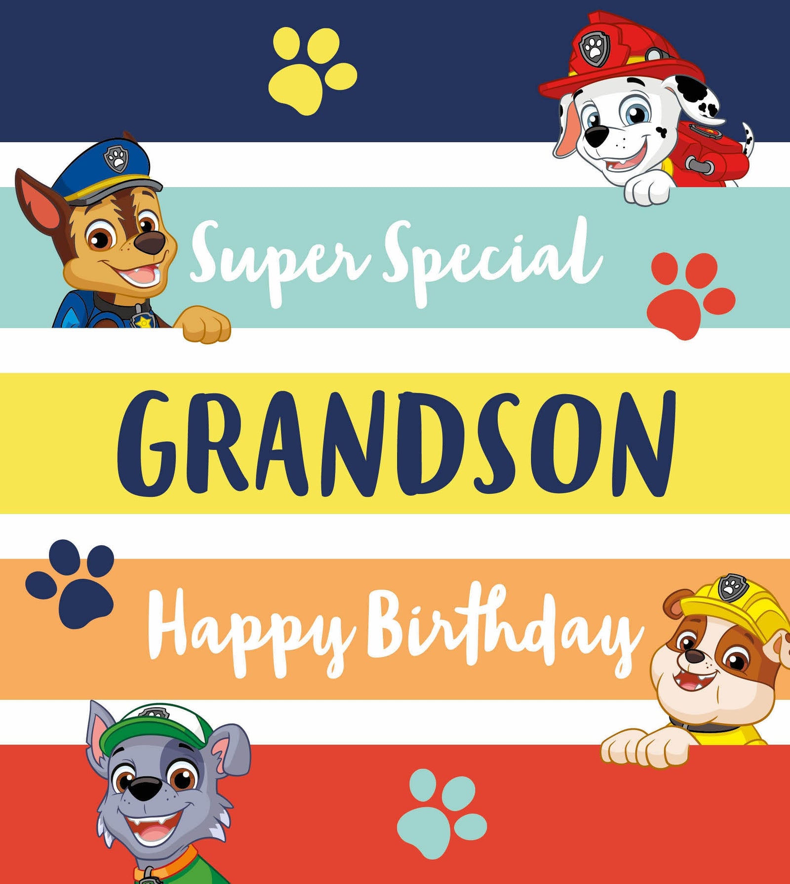 Paw Patrol Grandson Birthday Card Official Product