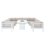 Modular Garden Furniture Set With Fire Pit | White