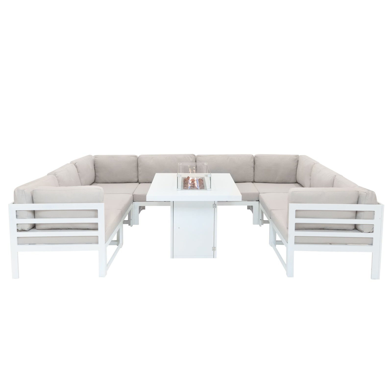 Modular Garden Furniture Set With Fire Pit | White