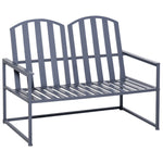 Steel Patio Garden Bench Loveseats Grey