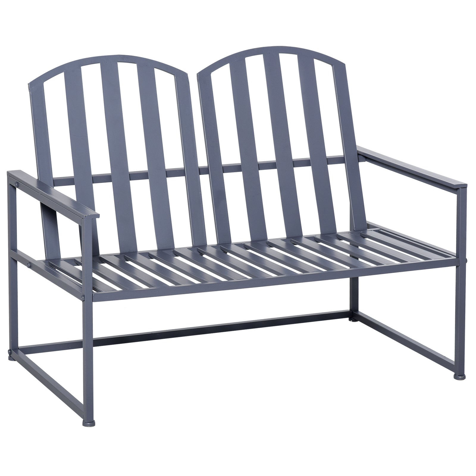 Steel Patio Garden Bench Loveseats Grey