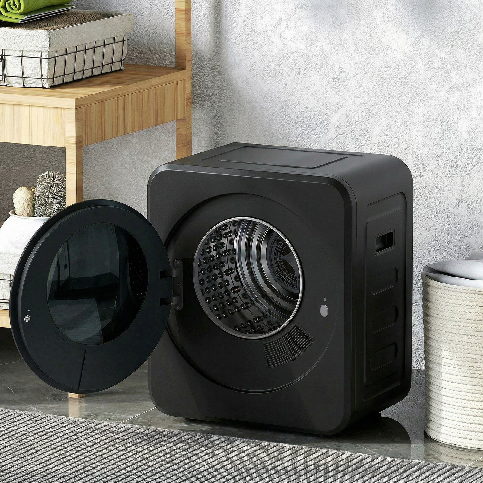 800w Compact Dryer Machine, 4kg Small Vented Tumble Dryer | Black