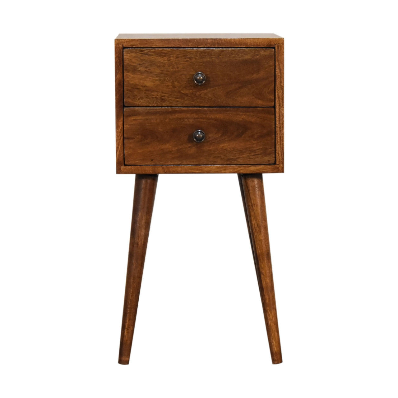 Solid Wood Mini 2 Drawer Chestnut Bedside