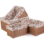 Wicker Double Steamed Garden Rose Willow Storage Baskets | Set of 4 | Red