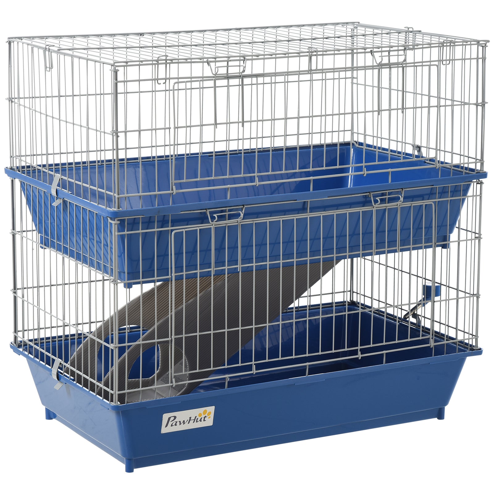 2-tier Small Animal Cage For Rabbit Ferret Chinchilla W/ Ramp Food Dish