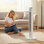 96cm Tower Fan, Standing Floor Fan With Remote Control | White