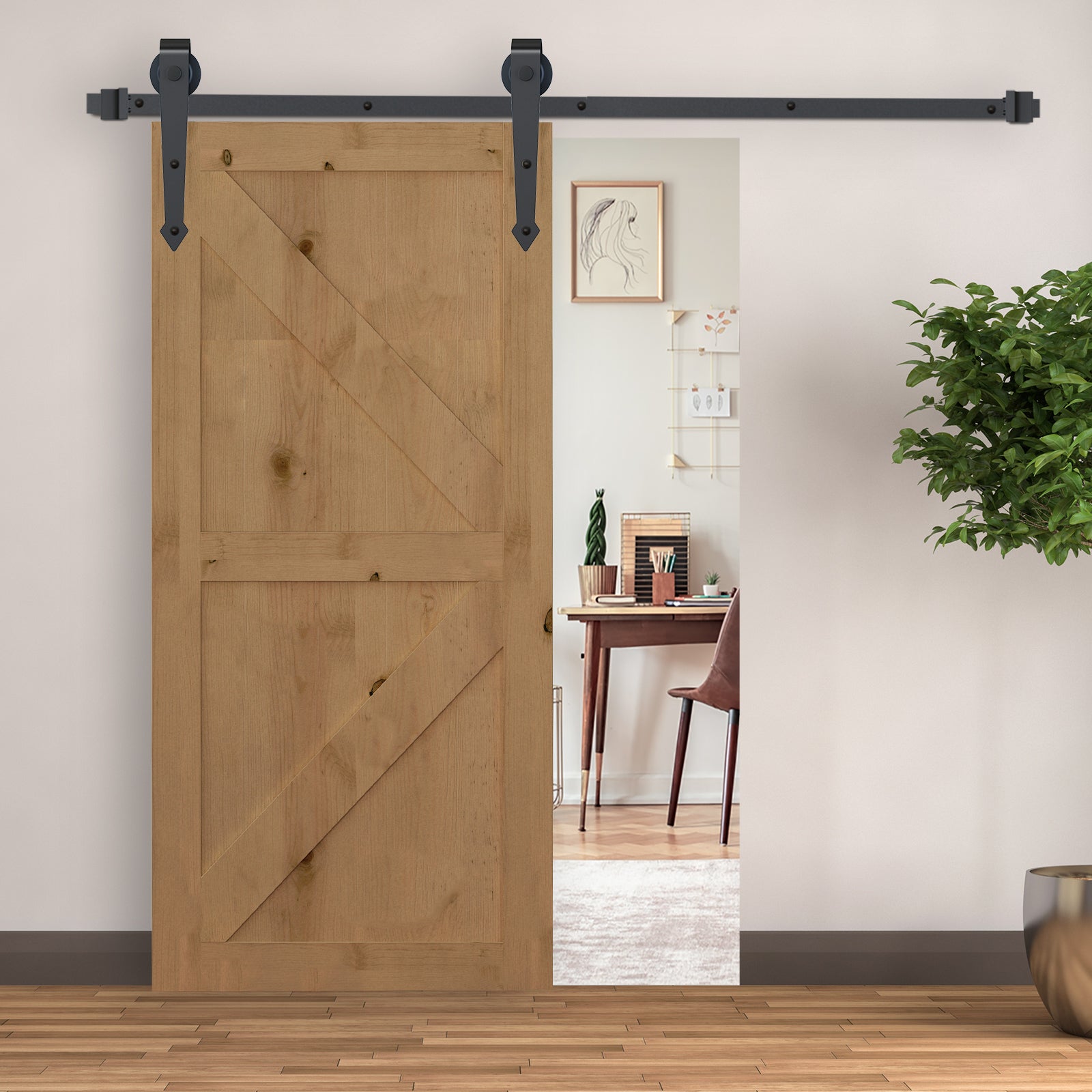 Sliding Wood Barn Door Track System Kit Hardware Set