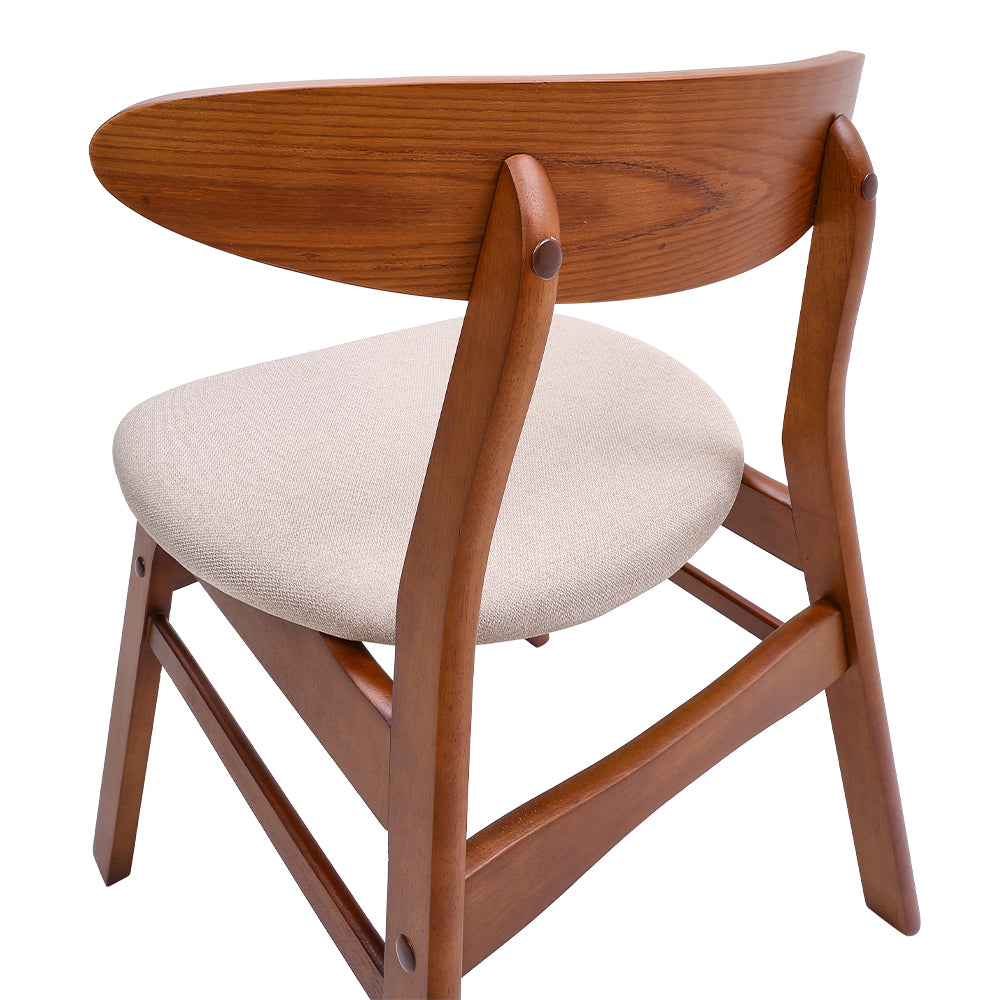 Set of 2 Linen Upholstered Dining Chair With Wooden Frame Modern Accent Chair