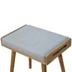 Solid Mango Wood Grey Tweed Tray Style Footstool