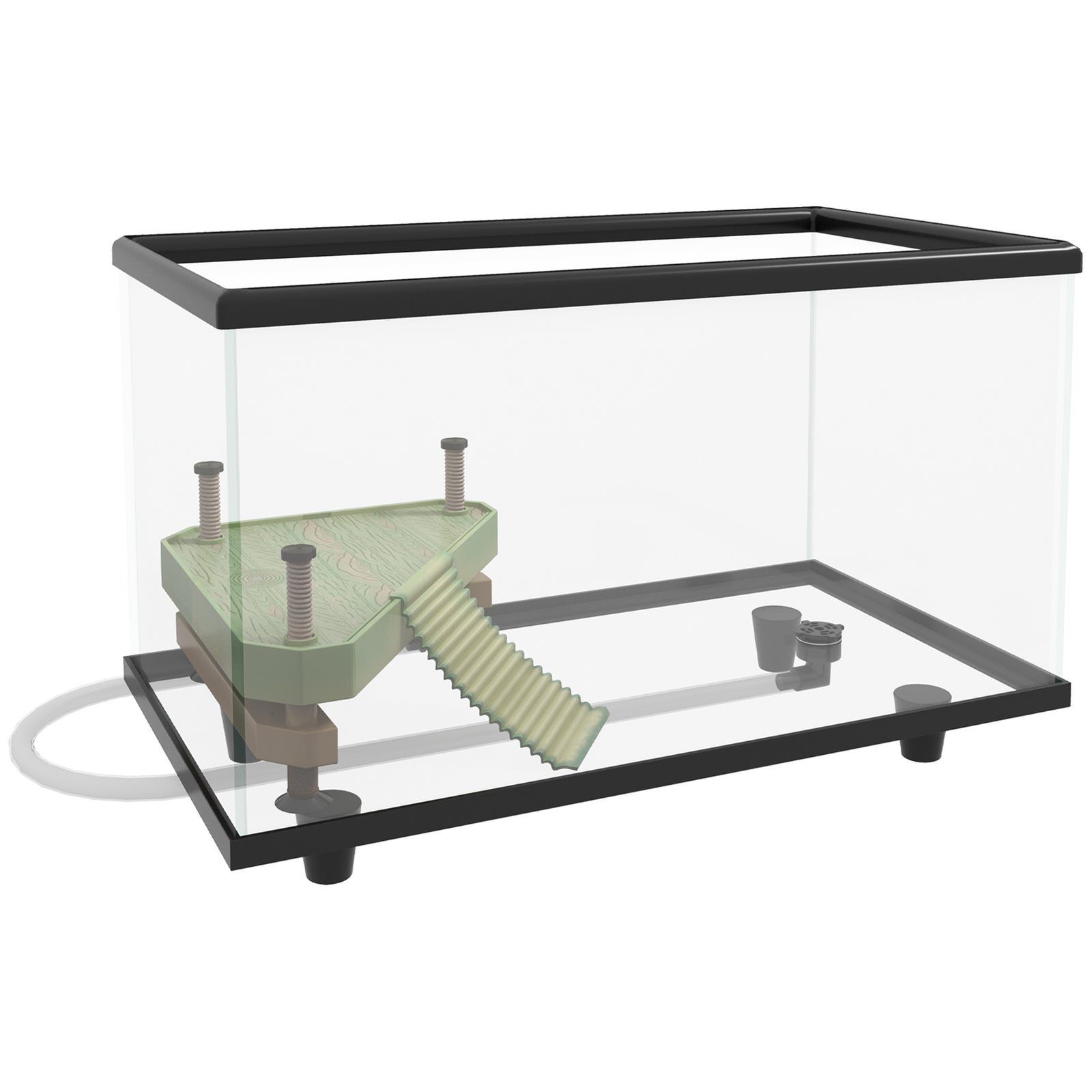 Turtle Tank 28l/50l Glass Turtle Aquarium W/ Easy Drainage, 45 X 25 X 29cm | Black